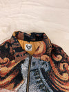 Veste Harrington en tapisserie design unique fait main upcyclé retravaillé et tissé taille M n•853