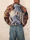 Veste Harrington en tapisserie design unique fait main upcyclé retravaillé et tissé taille M n•853