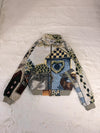 Veste Harrington en tapisserie design unique fait main upcyclé retravaillé et tissé taille M n•855