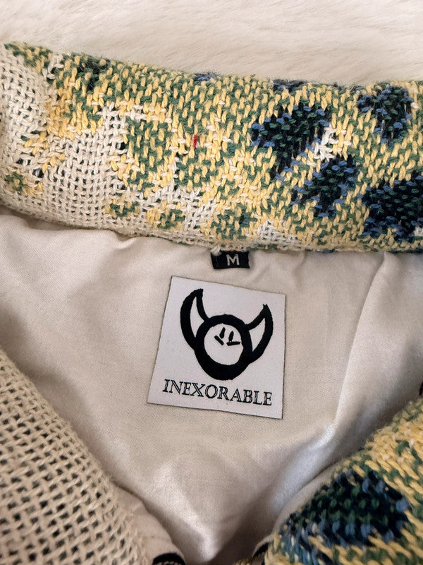 Veste Harrington en tapisserie design unique fait main upcyclé retravaillé et tissé taille M n•855