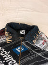 Veste Harrington en tapisserie design unique fait main upcyclé retravaillé et tissé taille XXL n•856