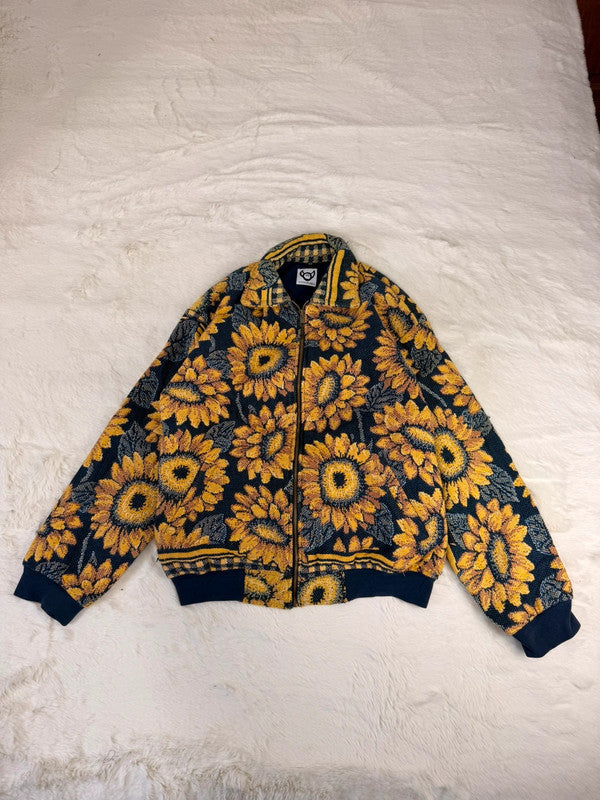 Veste Harrington en tapisserie design unique fait main upcyclé retravaillé et tissé taille XS n•857