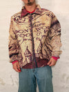 Veste Harrington en tapisserie design unique fait main upcyclé retravaillé et tissé taille XXL n•858