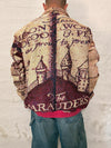 Veste Harrington en tapisserie design unique fait main upcyclé retravaillé et tissé taille XXL n•858