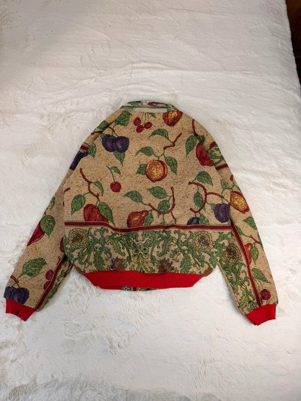 Veste Harrington en tapisserie design unique fait main upcyclé retravaillé et tissé taille L n•859
