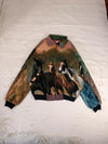Veste Harrington en tapisserie design unique fait main upcyclé retravaillé et tissé taille L n•860