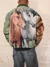 Veste Harrington en tapisserie design unique fait main upcyclé retravaillé et tissé taille L n•860
