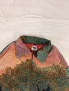 Veste Harrington en tapisserie design unique fait main upcyclé retravaillé et tissé taille L n•860