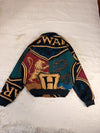 Veste Harrington en tapisserie design unique fait main upcyclé retravaillé et tissé taille L n•861