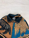 Veste Harrington en tapisserie design unique fait main upcyclé retravaillé et tissé taille L n•861