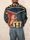 Veste Harrington en tapisserie design unique fait main upcyclé retravaillé et tissé taille L n•861