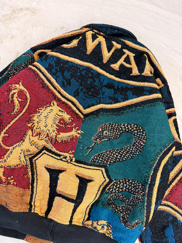 Veste Harrington en tapisserie design unique fait main upcyclé retravaillé et tissé taille L n•861