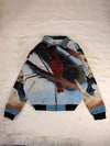 Veste Harrington en tapisserie design unique fait main upcyclé retravaillé et tissé taille XXL n•862