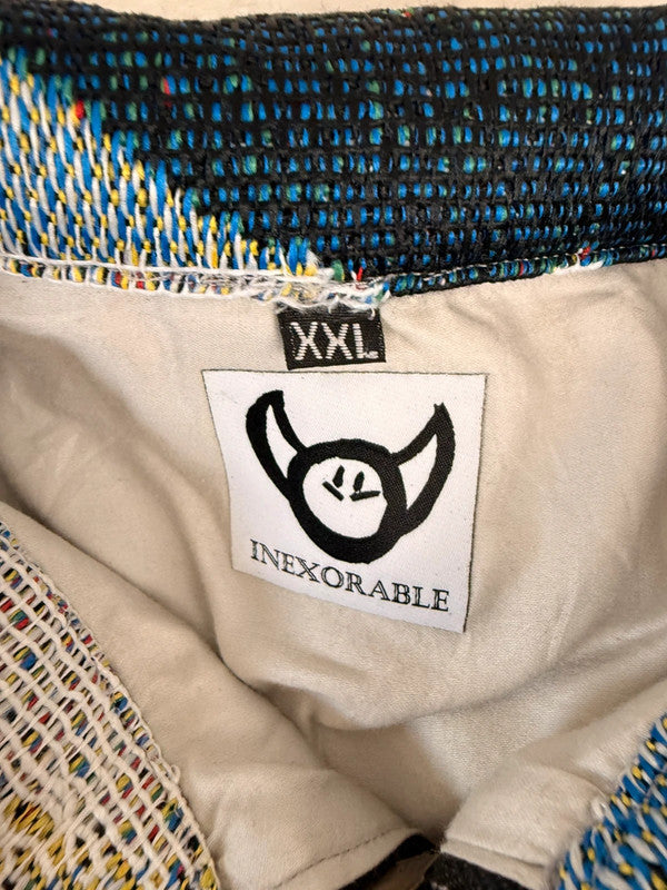 Veste Harrington en tapisserie design unique fait main upcyclé retravaillé et tissé taille XXL n•862