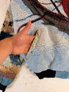 Veste Harrington en tapisserie design unique fait main upcyclé retravaillé et tissé taille XXL n•862