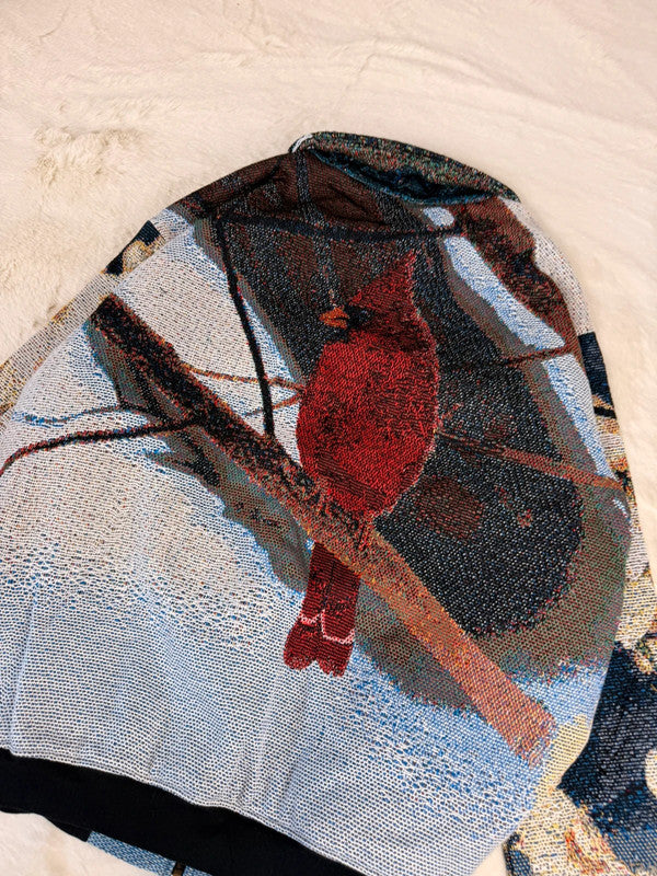 Veste Harrington en tapisserie design unique fait main upcyclé retravaillé et tissé taille XXL n•862