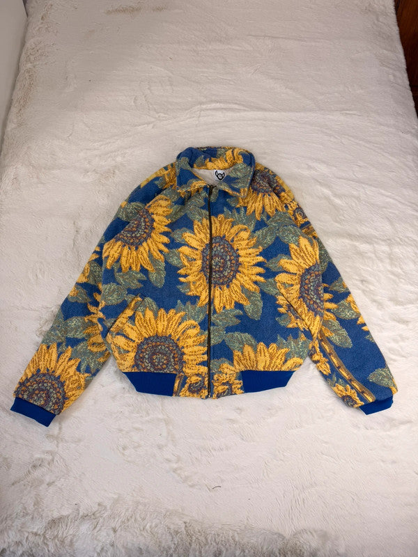 Veste Harrington en tapisserie design unique fait main upcyclé retravaillé et tissé taille L n•863