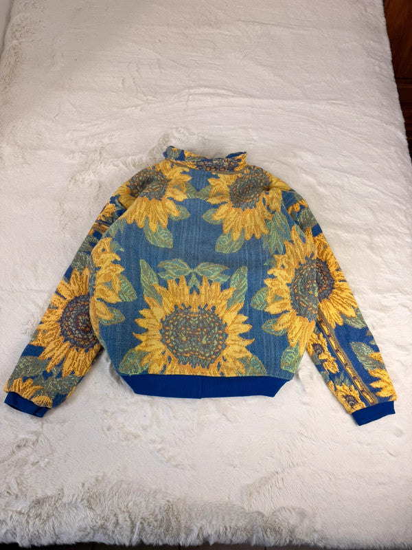 Veste Harrington en tapisserie design unique fait main upcyclé retravaillé et tissé taille L n•863