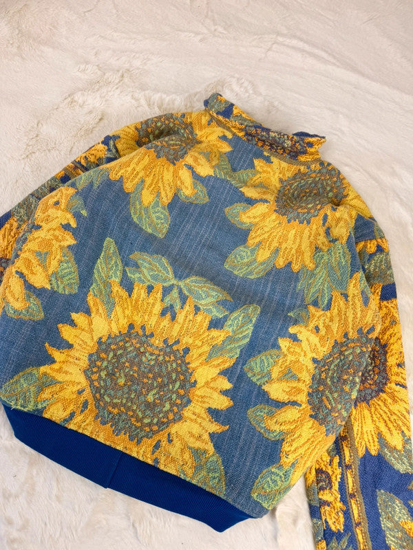 Veste Harrington en tapisserie design unique fait main upcyclé retravaillé et tissé taille L n•863