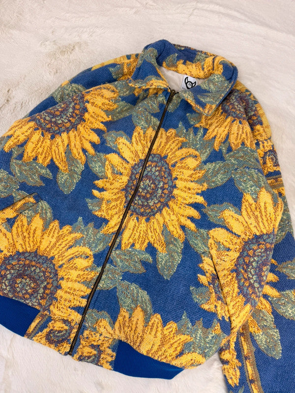 Veste Harrington en tapisserie design unique fait main upcyclé retravaillé et tissé taille L n•863