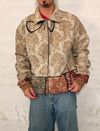 Veste Harrington en tapisserie design unique fait main upcyclé retravaillé et tissé taille XXL n•864