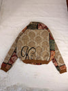 Veste Harrington en tapisserie design unique fait main upcyclé retravaillé et tissé taille XXL n•864