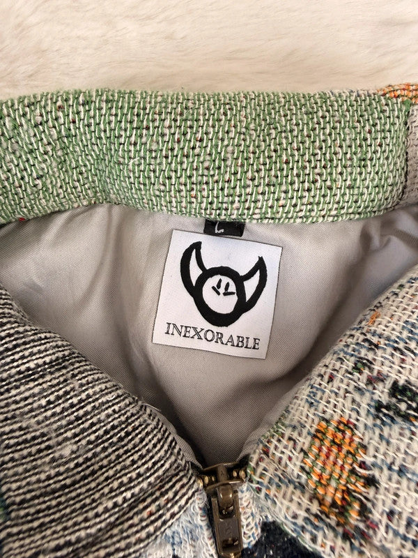 Veste Harrington en tapisserie design unique fait main upcyclé retravaillé et tissé taille L n•865