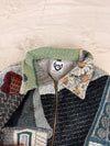 Veste Harrington en tapisserie design unique fait main upcyclé retravaillé et tissé taille L n•865