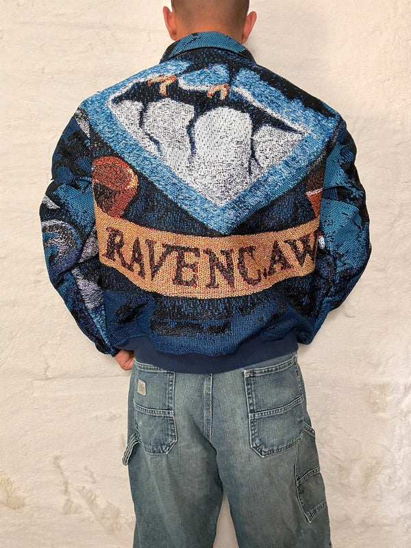 Veste Harrington en tapisserie design unique fait main upcyclé retravaillé et tissé taille M n•866