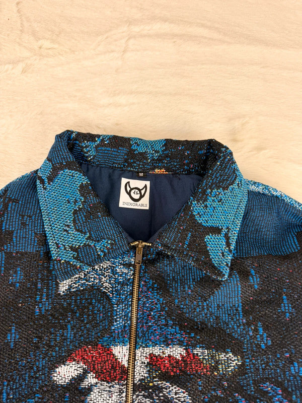 Veste Harrington en tapisserie design unique fait main upcyclé retravaillé et tissé taille M n•866