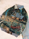 Veste Harrington en tapisserie design unique fait main upcyclé retravaillé et tissé taille XXL n•867