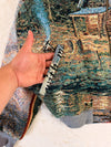 Veste Harrington en tapisserie design unique fait main upcyclé retravaillé et tissé taille XXL n•867