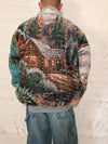 Veste Harrington en tapisserie design unique fait main upcyclé retravaillé et tissé taille XXL n•867