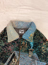 Veste Harrington en tapisserie design unique fait main upcyclé retravaillé et tissé taille XXL n•867