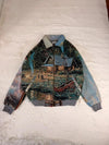 Veste Harrington en tapisserie design unique fait main upcyclé retravaillé et tissé taille XXL n•867