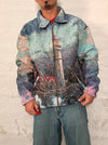 Veste Harrington en tapisserie design unique fait main upcyclé retravaillé et tissé taille XXL n•869