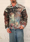 Veste Harrington en tapisserie design unique fait main upcyclé retravaillé et tissé taille L n•870