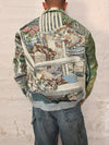 Veste Harrington en tapisserie design unique fait main upcyclé retravaillé et tissé taille L n•871