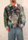 Veste Harrington en tapisserie design unique fait main upcyclé retravaillé et tissé taille L n•871