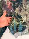 Veste Harrington en tapisserie design unique fait main upcyclé retravaillé et tissé taille L n•871
