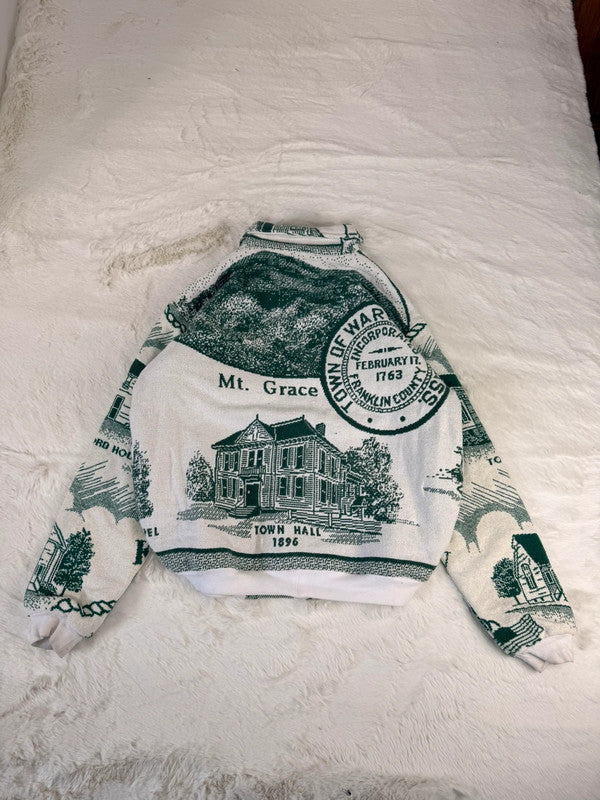 Veste Harrington en tapisserie design unique fait main upcyclé retravaillé et tissé taille L n•872
