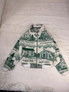 Veste Harrington en tapisserie design unique fait main upcyclé retravaillé et tissé taille L n•872