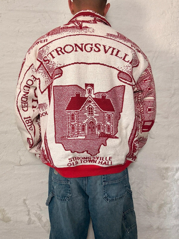 Veste Harrington en tapisserie design unique fait main upcyclé retravaillé et tissé taille L n•873