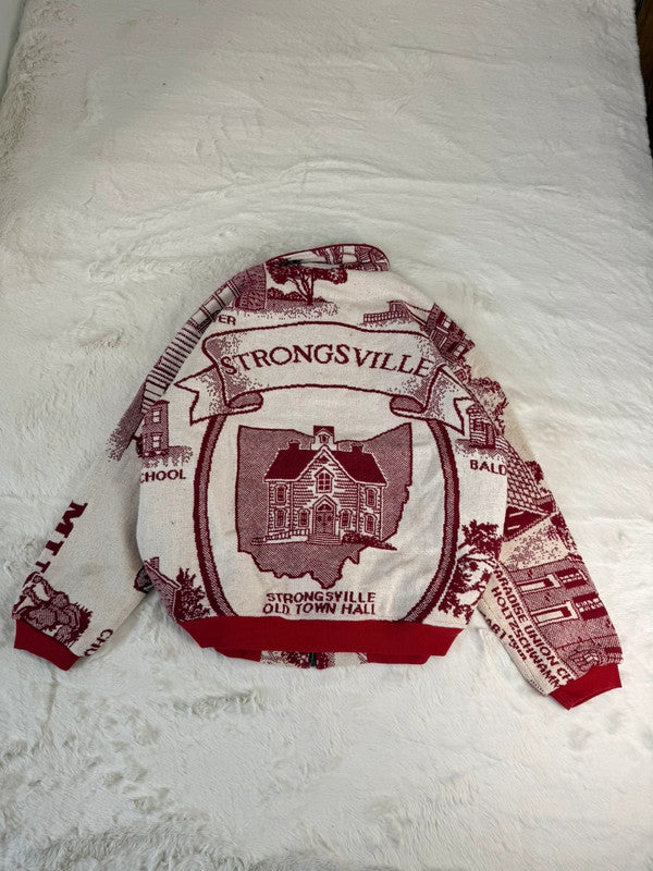 Veste Harrington en tapisserie design unique fait main upcyclé retravaillé et tissé taille L n•873
