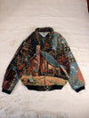 Veste Harrington en tapisserie design unique fait main upcyclé retravaillé et tissé taille XXL n•874