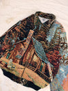 Veste Harrington en tapisserie design unique fait main upcyclé retravaillé et tissé taille XXL n•874