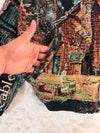 Veste Harrington en tapisserie design unique fait main upcyclé retravaillé et tissé taille XXL n•874