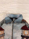Veste Harrington en tapisserie design unique fait main upcyclé retravaillé et tissé taille XXL n•875