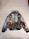 Veste Harrington en tapisserie design unique fait main upcyclé retravaillé et tissé taille XXL n•875