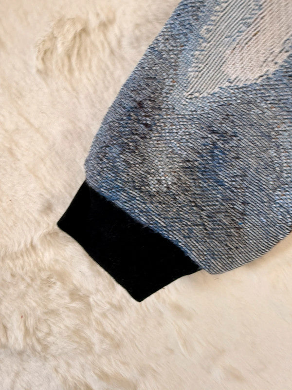 Veste Harrington en tapisserie design unique fait main upcyclé retravaillé et tissé taille XXL n•875